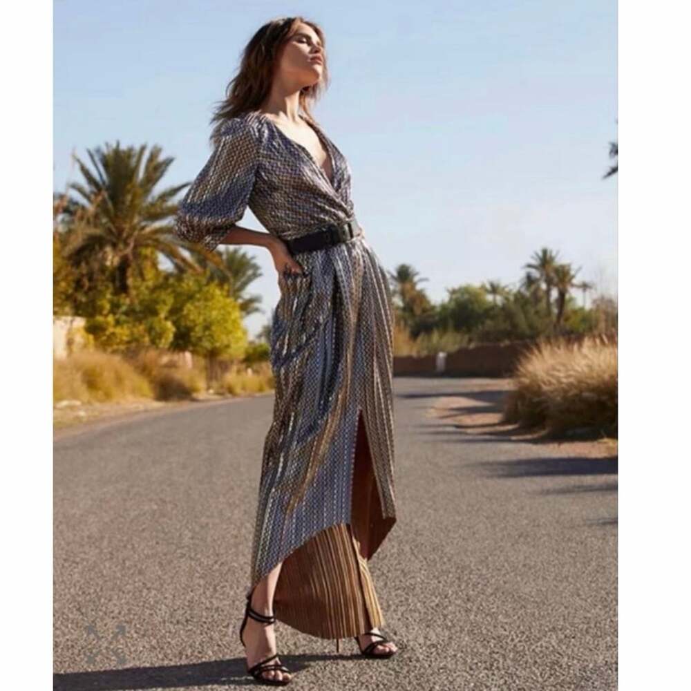 Ba&sh Pacey Metallic ZigZag Stripe Dress XS
